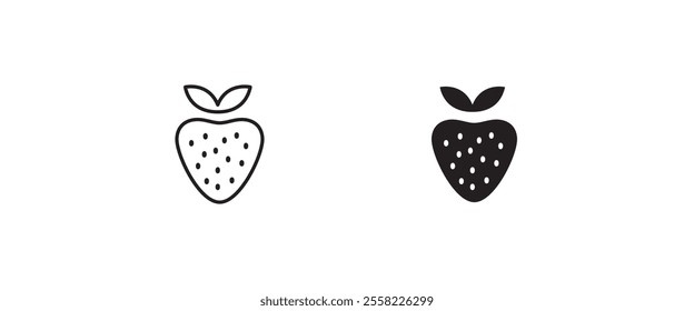 Garden strawberry fruit icon or strawberries icons vector, sign, symbol, logo, illustration, editable stroke, flat design style isolated on white linear