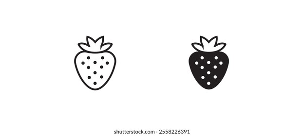 Garden strawberry fruit icon or strawberries icons vector, sign, symbol, logo, illustration, editable stroke, flat design style isolated on white linear