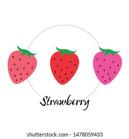 Garden strawberry fruit or strawberries flat color vector icon for food apps and websites