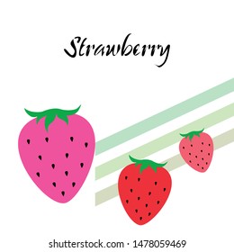 Garden strawberry fruit or strawberries flat color vector icon for food apps and websites