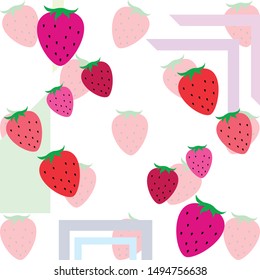 Garden strawberry fruit or strawberries flat color vector icon for food apps and websites