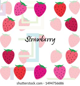 Garden strawberry fruit or strawberries flat color vector icon for food apps and websites