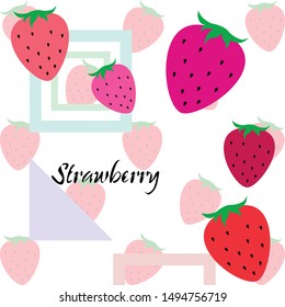 Garden strawberry fruit or strawberries flat color vector icon for food apps and websites