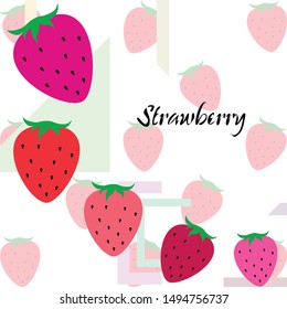 Garden strawberry fruit or strawberries flat color vector icon for food apps and websites