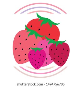 Garden strawberry fruit or strawberries flat color vector icon for food apps and websites