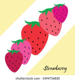 Garden strawberry fruit or strawberries flat color vector icon for food apps and websites