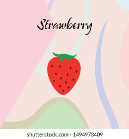 Garden strawberry fruit or strawberries flat color vector icon for food apps and websites