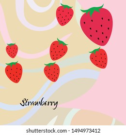 Garden strawberry fruit or strawberries flat color vector icon for food apps and websites