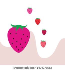Garden strawberry fruit or strawberries flat color vector icon for food apps and websites