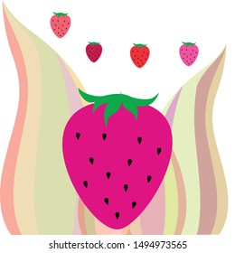Garden strawberry fruit or strawberries flat color vector icon for food apps and websites