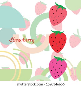 Garden strawberry fruit or strawberries flat color vector icon for food apps and websites