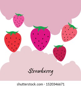 Garden strawberry fruit or strawberries flat color vector icon for food apps and websites