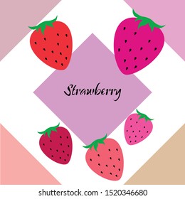 Garden strawberry fruit or strawberries flat color vector icon for food apps and websites