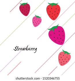 Garden strawberry fruit or strawberries flat color vector icon for food apps and websites