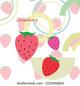 Garden strawberry fruit or strawberries flat color vector icon for food apps and websites