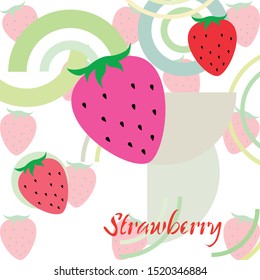 Garden strawberry fruit or strawberries flat color vector icon for food apps and websites