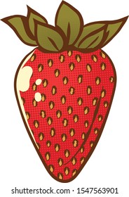 Garden strawberry fruit or strawberries flat color vector 