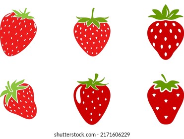 Garden strawberry fruit or strawberries flat color vector icon for food apps and websites, Strawberry Vector