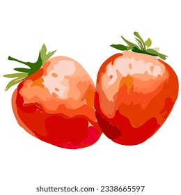 Garden strawberry fruit or strawberries flat color vector used for magazine, book, poster, menu cover, web pages.