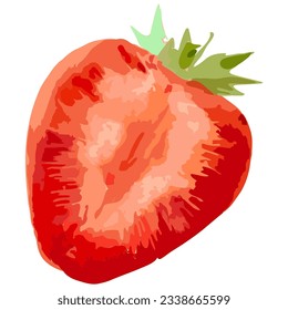 Garden strawberry fruit or strawberries flat color vector used for magazine, book, poster, menu cover, web pages.