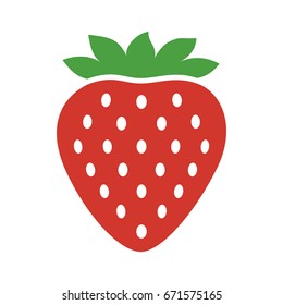 Garden strawberry fruit or strawberries flat color vector icon for food apps and websites