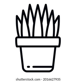 Garden succulent pot icon. Outline garden succulent pot vector icon for web design isolated on white background