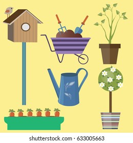 garden supplies, garden supplies on a beige background