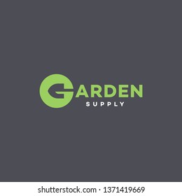 Garden supply logo design template with stylized letter G. Vector illustration.