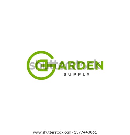 Garden supply logo design template with stylized letter G in linear style. Vector illustration.