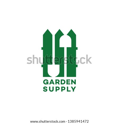 Garden supply logo design template with fence. Vector illustration.