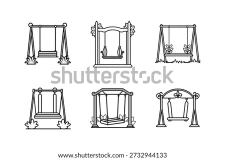 garden swing icon line art vector isolated outline illustration