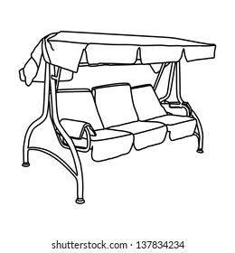 garden swing on white background , with clipping path ,tent,awning, sun shade