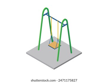 Garden swing. Simple flat illustration in isometric view.