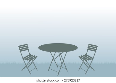 Garden Table And Chairs Vector Illustration.