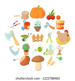 Garden tillage icons set. Cartoon set of 25 garden tillage vector icons for web isolated on white background