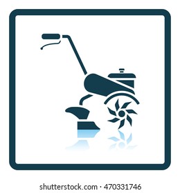 Garden tiller icon. Shadow reflection design. Vector illustration.