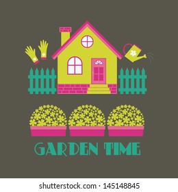 garden time card design. vector illustration