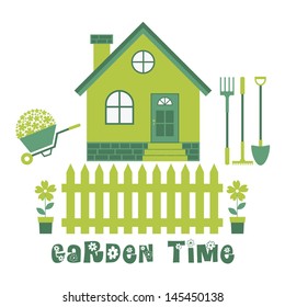 garden time card design. vector illustration