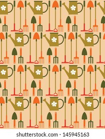 garden time seamless pattern design. vector illustration