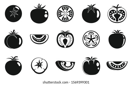 Garden tomato icons set. Simple set of garden tomato vector icons for web design on white background