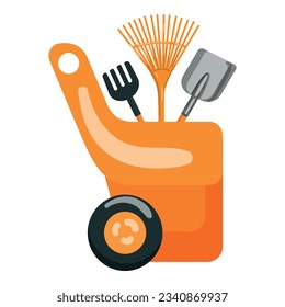 Garden tool cart icon cartoon vector. Farm equipment. Summer work