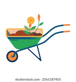 garden tool elements in modern decoration style, garden tool-themed vector illustration. 