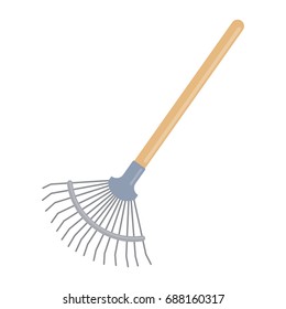 Garden tool and farming instrument - fan rake. Farming equipment. Vector