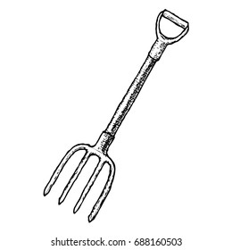 Garden tool and farming instrument - pitchfork. Farming equipment. Vector