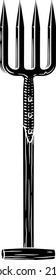 Garden tool gardening fork woodcut engraved vintage style illustration