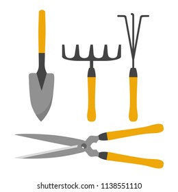 Garden tool kit, isolated on white background, vector illustration,