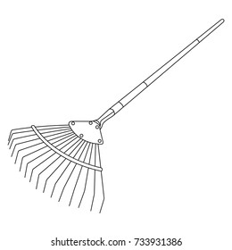 garden tool rake icon on white background, icon, line, tool