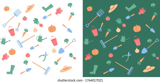 Garden tool seamless pattern. Vector illustration of gardening elements. Happy gardening fabric design.
Simple gardening tools flat style