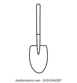 garden tool set care line doodle shovel fork broom icon element object