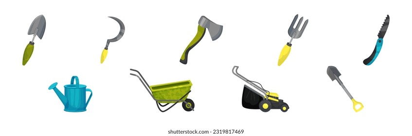 Garden Tool for Soil and Plant Cultivation Vector Set